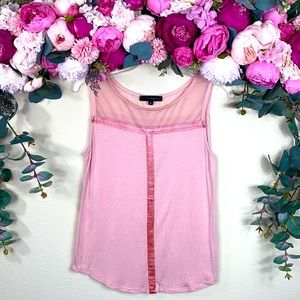 •barbiecore• soft & pink {Muscle} Tee w Sheer & [faux leather] Detail